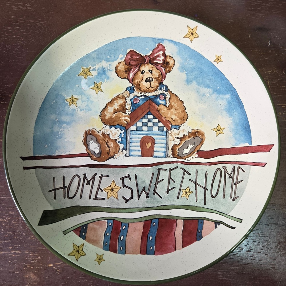 Boyds Collection Bearware Pottery Home Sweet Home Teddy Bear Plate 2001 10.5in